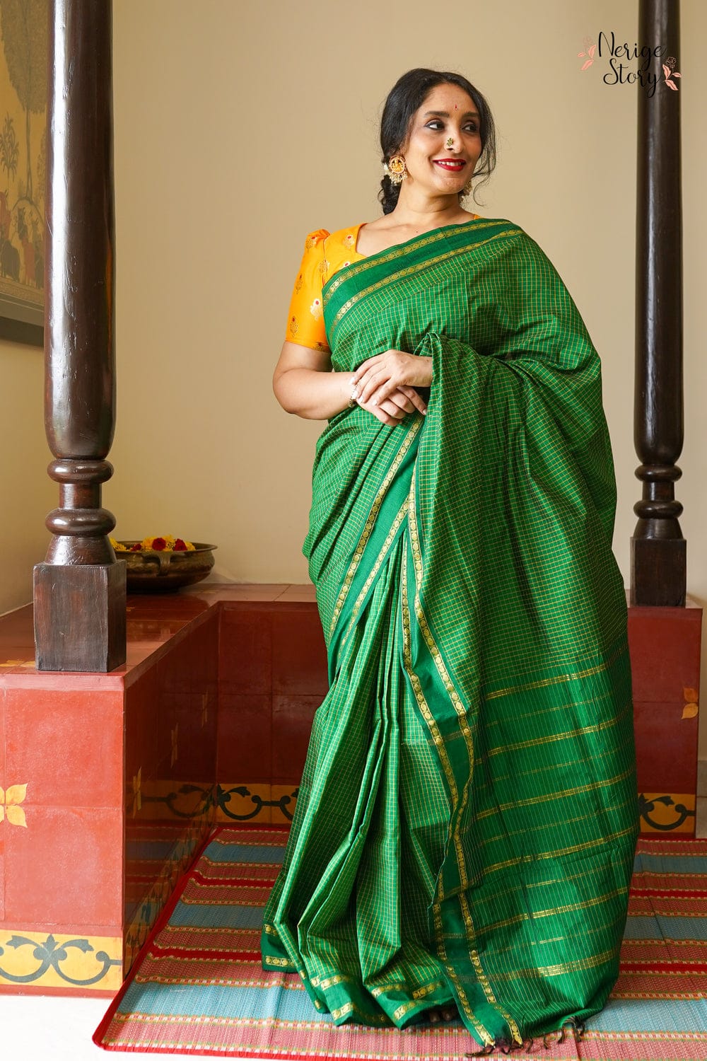 Mangalyam Soft Cotton Checked Saree with Smooth Finish Cotton Saree